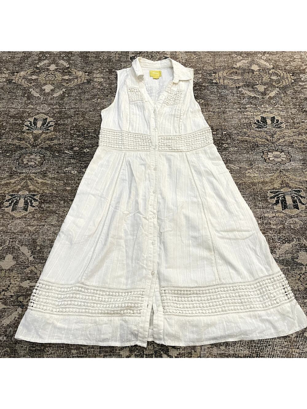Anthropologie Maeve Swiss Dot Shirtdress Embroidered White Women's Size 6